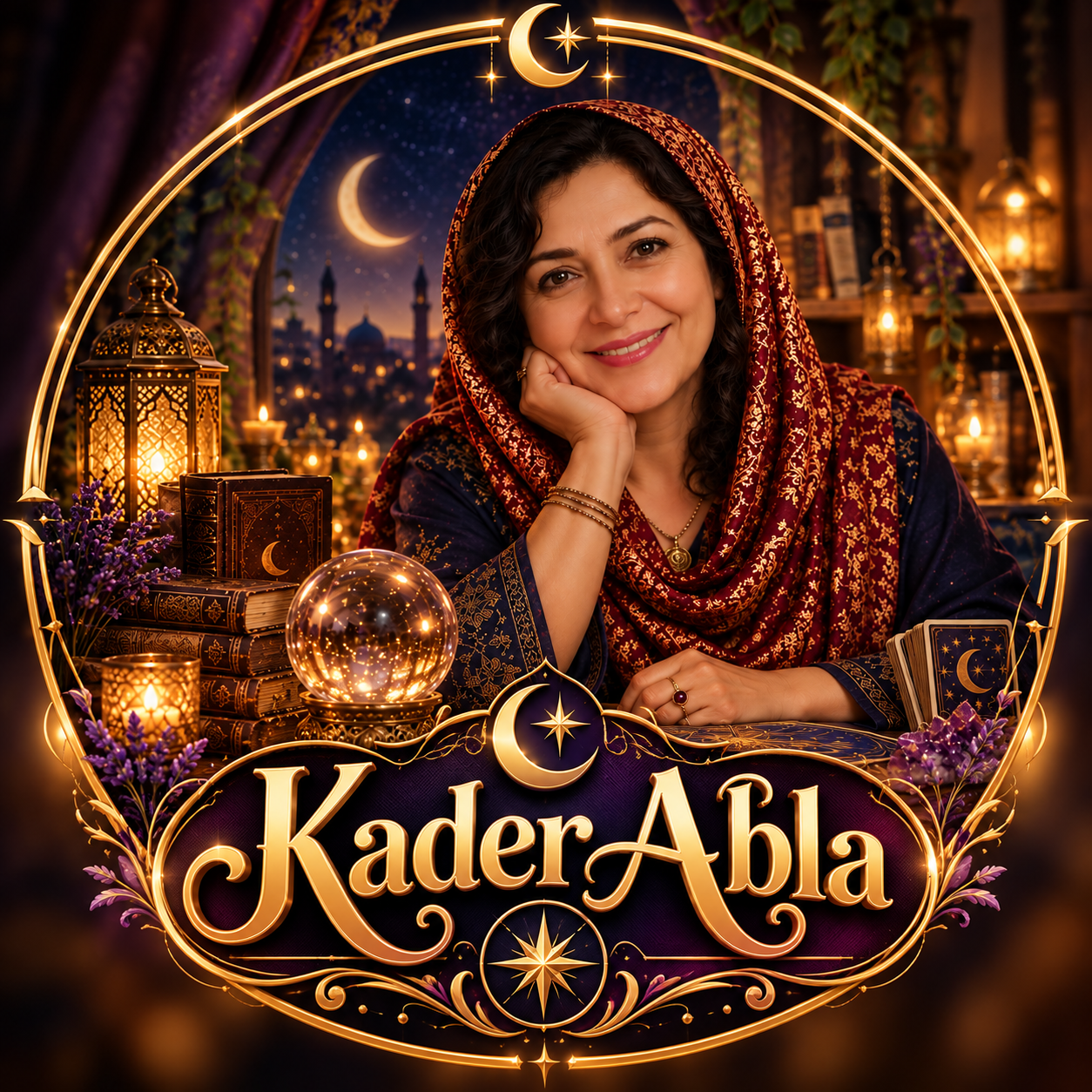 Kader Abla uygulama logosu: altın detaylı mistik tasarım